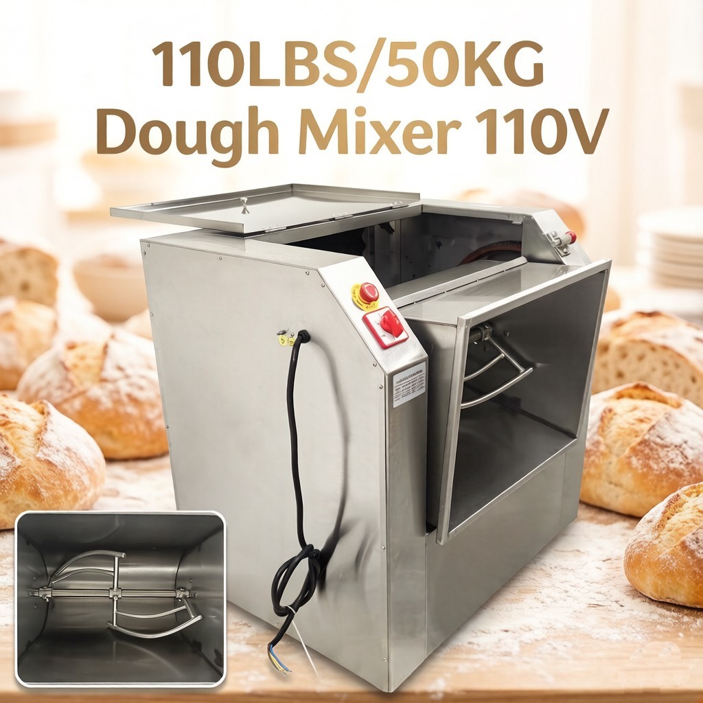 50KG/110LBS Dough Mixer Mixing Machine Kneading Kitchen Commercial Electric 110V