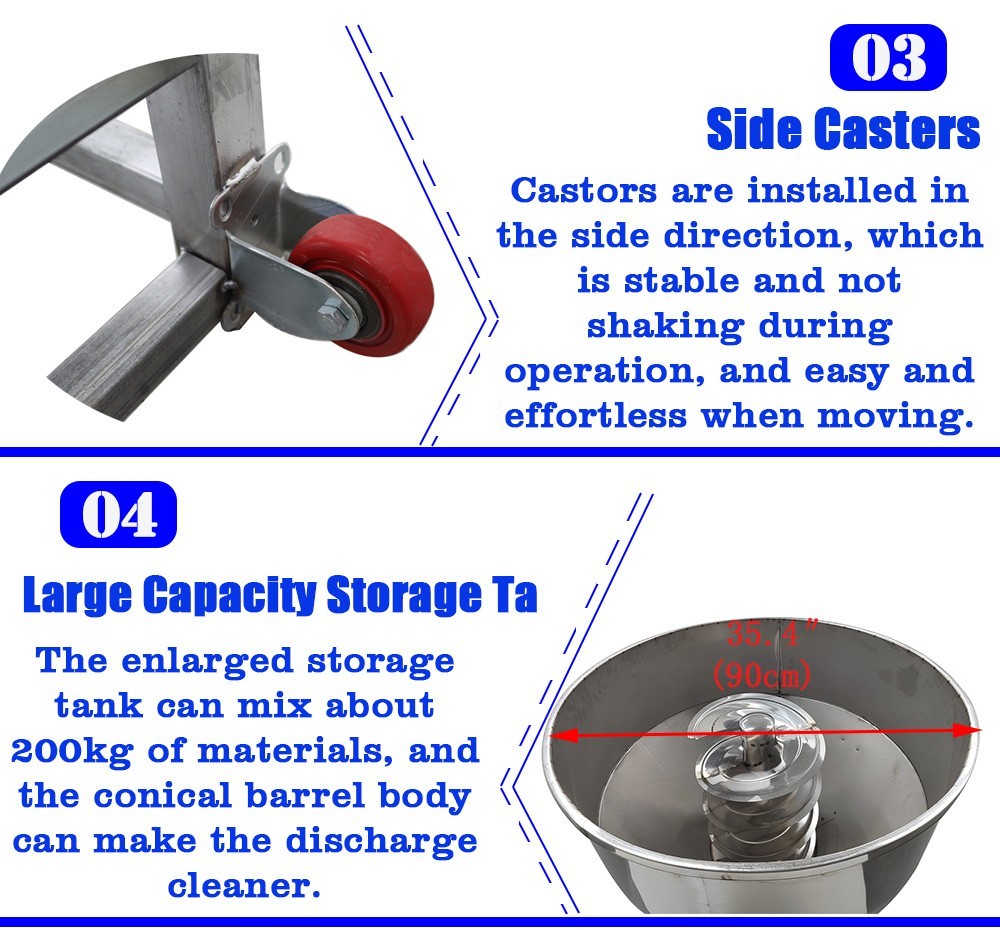 Stainless Vertical Feed Mixer Drum Blender 440lbs Grain Seed Dry Wet Use 220V
