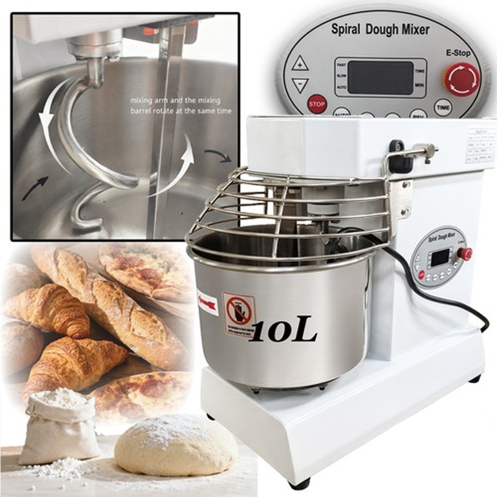 10L Computerized Stand Dough Mixer with Digital Display for Pizza & Cake Making