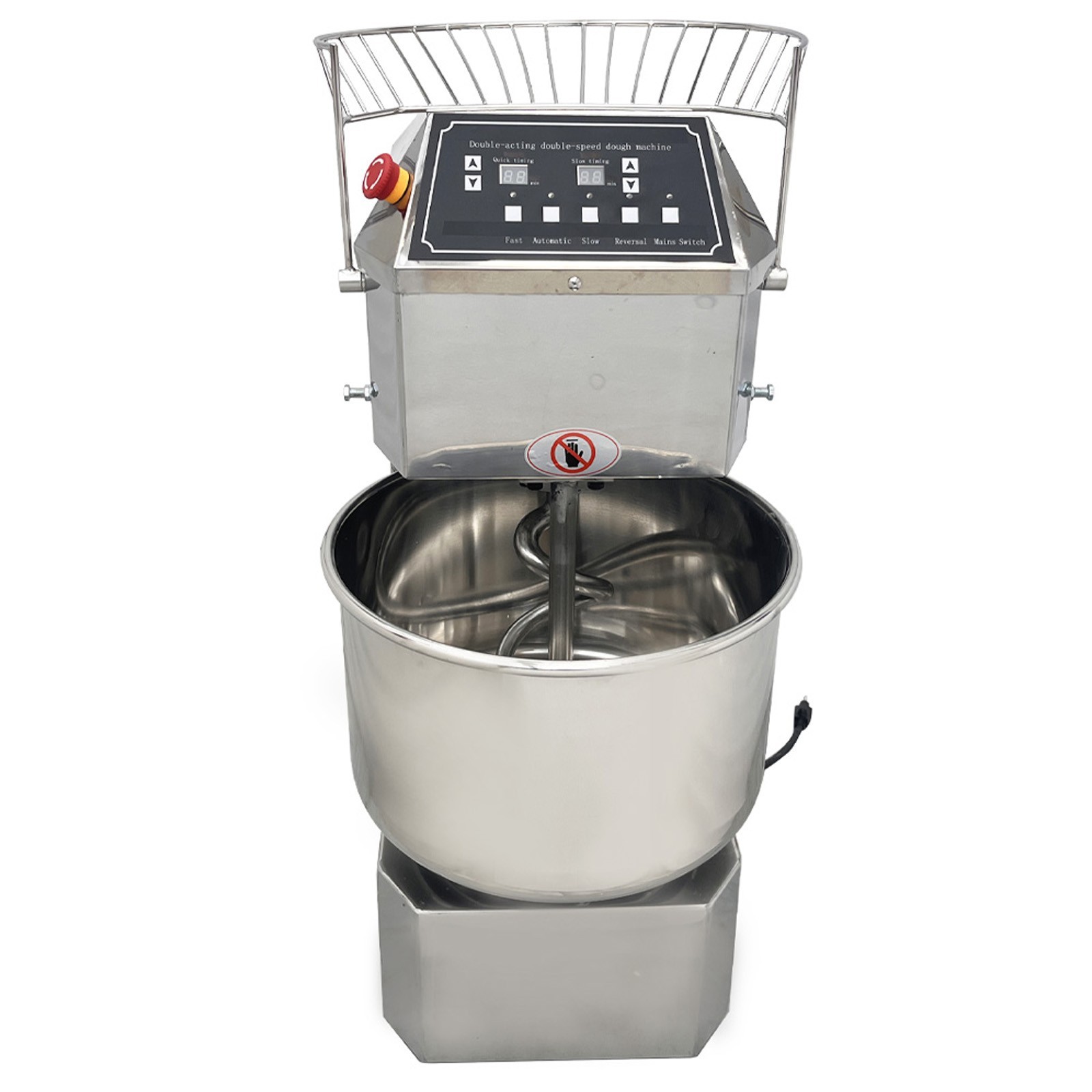 110V 20L Double Action Double Speed Spiral Dough Mixer Speed Time Adjustable