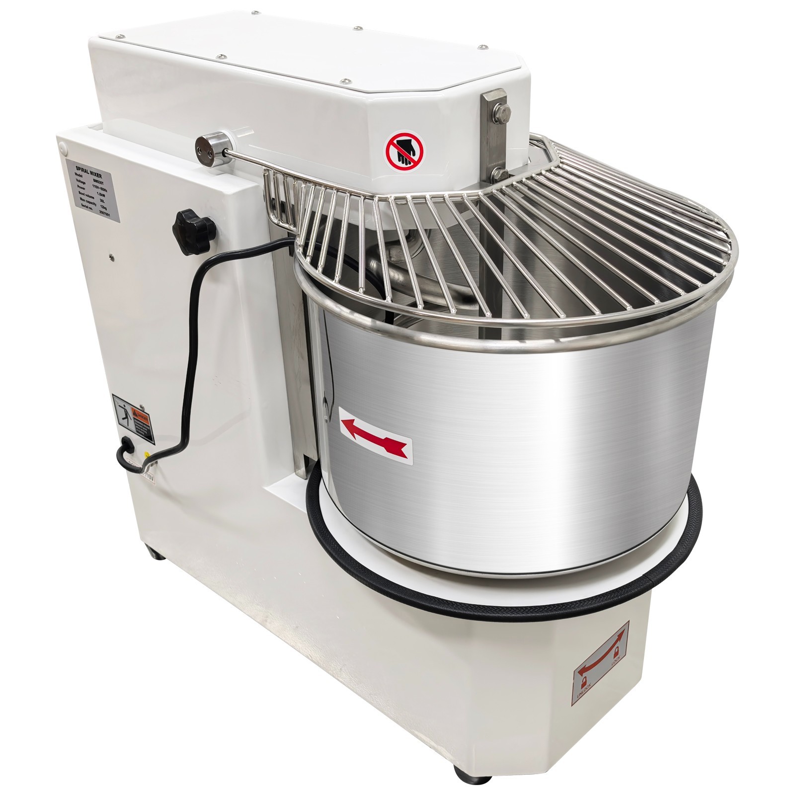 110V 20L Commercial Dough Mixer Spiral Stand Mixer, Dual Speed & Dual Action