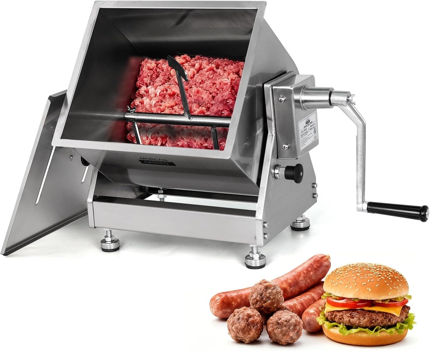 Hakka Tilt Tank Manual Meat Mixer Stainless Steel Commercial Kitchen Meat Hopper