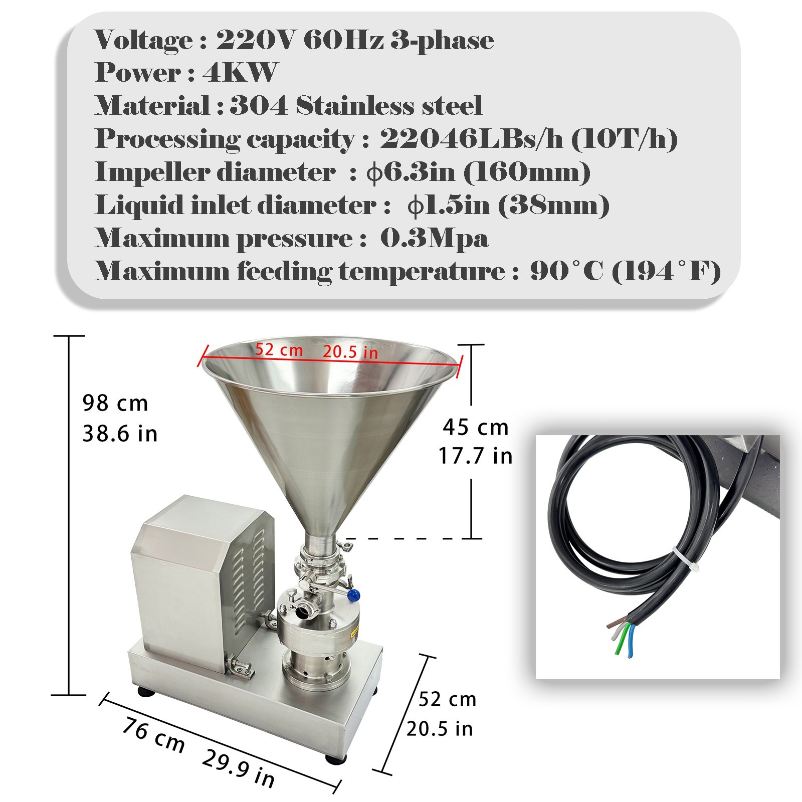 220V 3-Phase Solid-liquid Mixing Mixer Liquid Material Mixing Machine 4KW