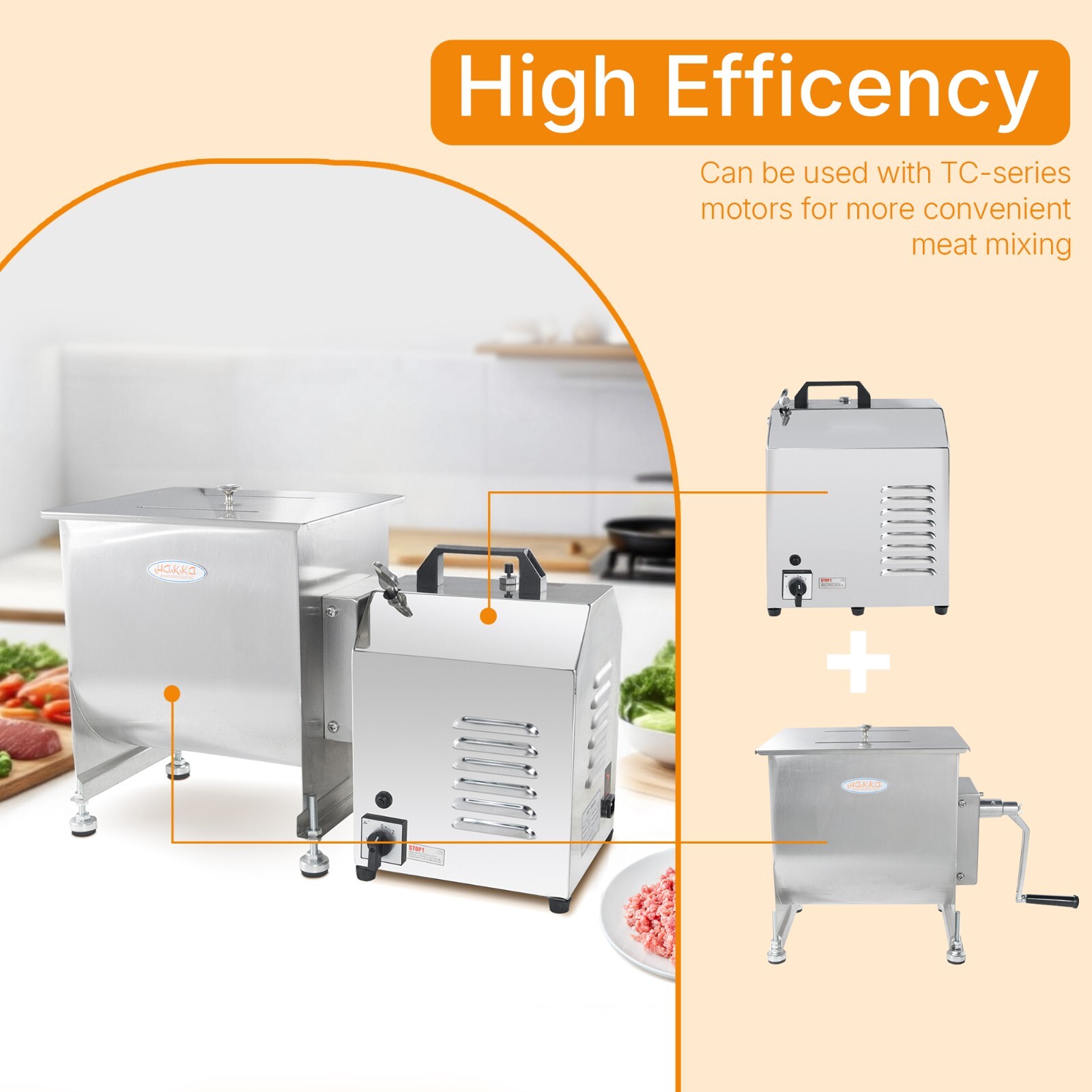 New Hakka 15L/30Lbs Meat Mixer Stainless Steel Hopper Commercial Food Mixer