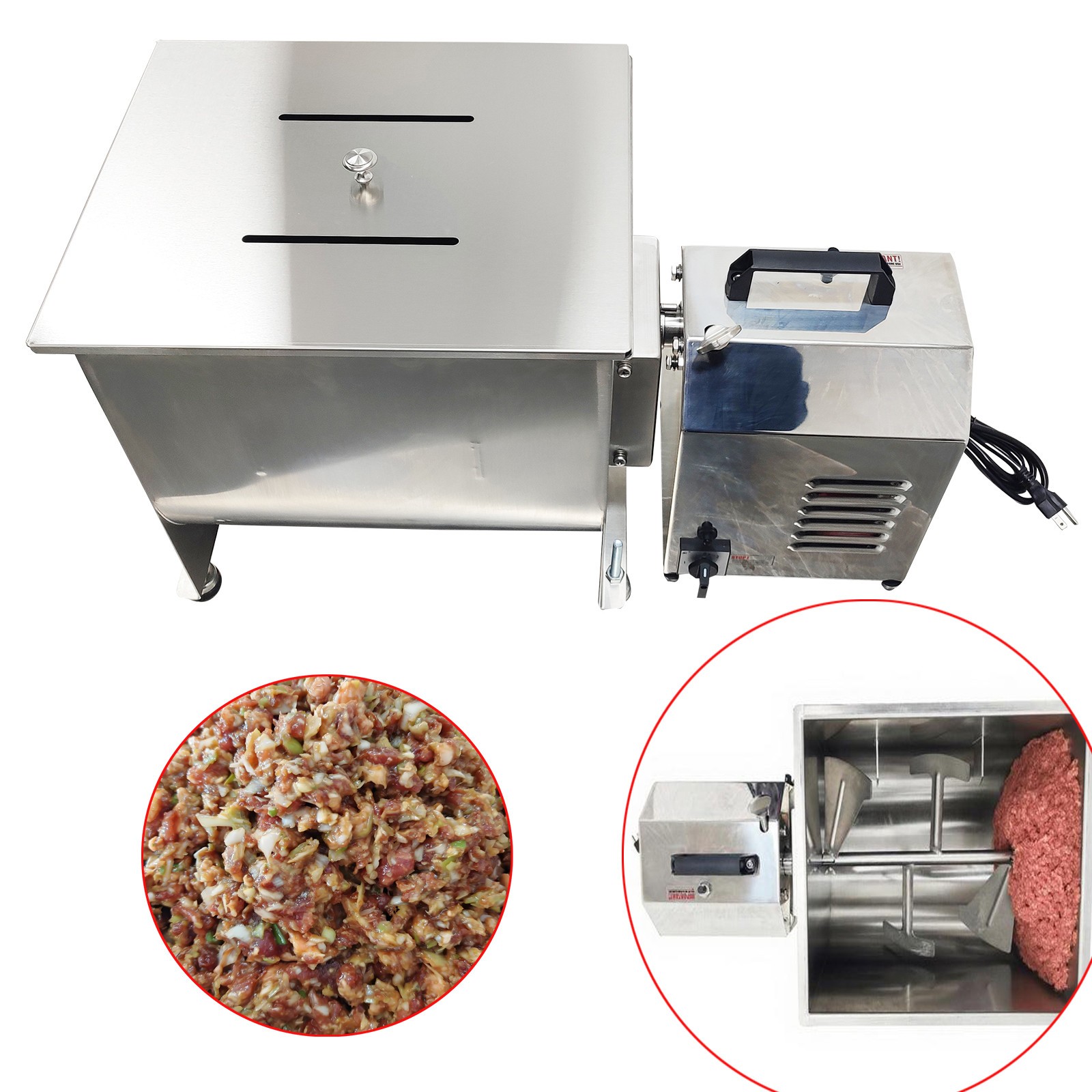 110V Stainless Steel Electric Stuffing Mixer 25-35QT Electric/Manual Meat Mixer