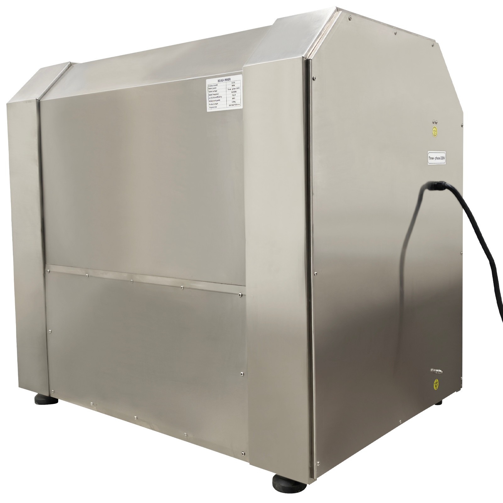 75L Industrial Dough Mixer, 220V 3-Phase, 110.23lb Dry Flour, Auto-Stop Lid, 90°