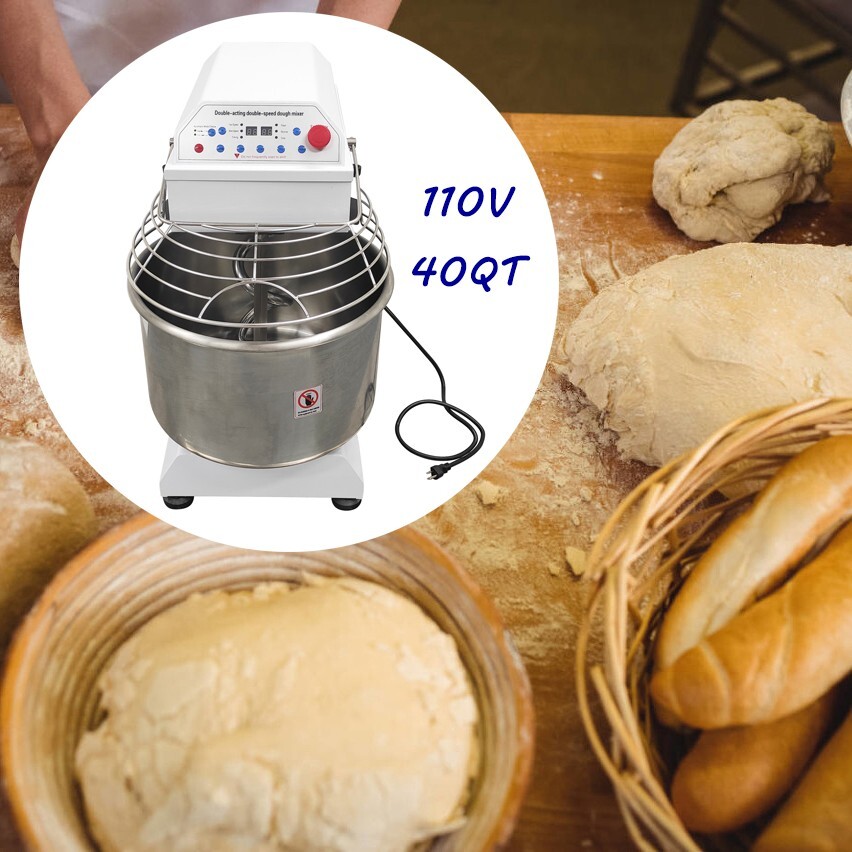 PreAsion® 40QT Commercial Spiral Dough Mixer Machine 110V Electric Flour Mixer