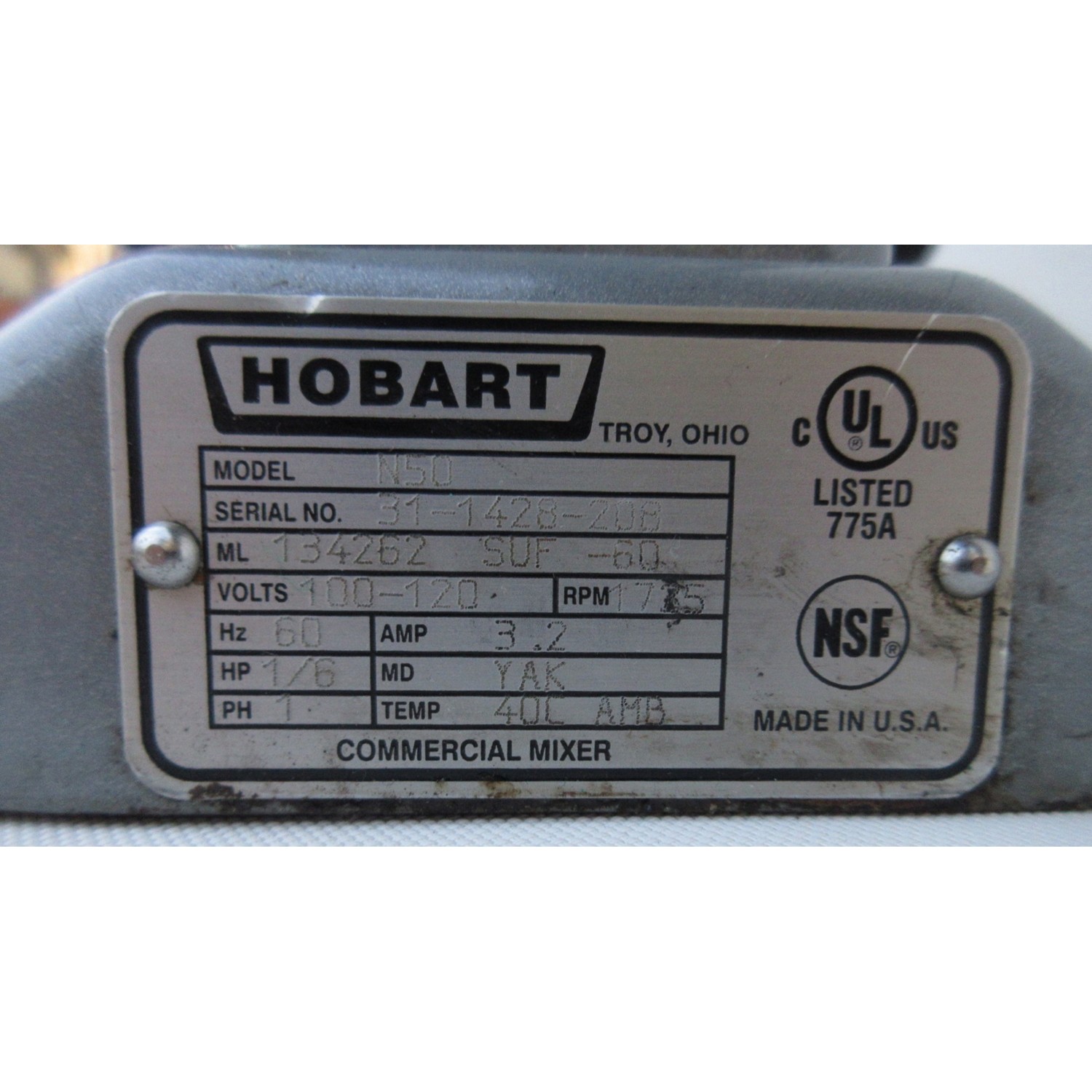 Hobart N50 5 Qt Commercial Countertop Mixer, Bowl And 2 Attachments Included