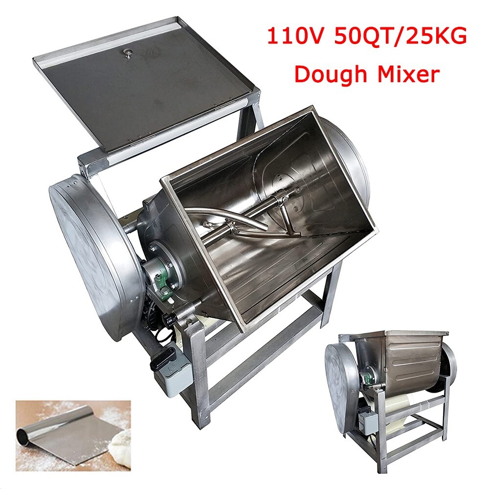 50QT Commercial Electric Dough Mixer 110V 25KG Dough Kneading Machine Heavy Duty