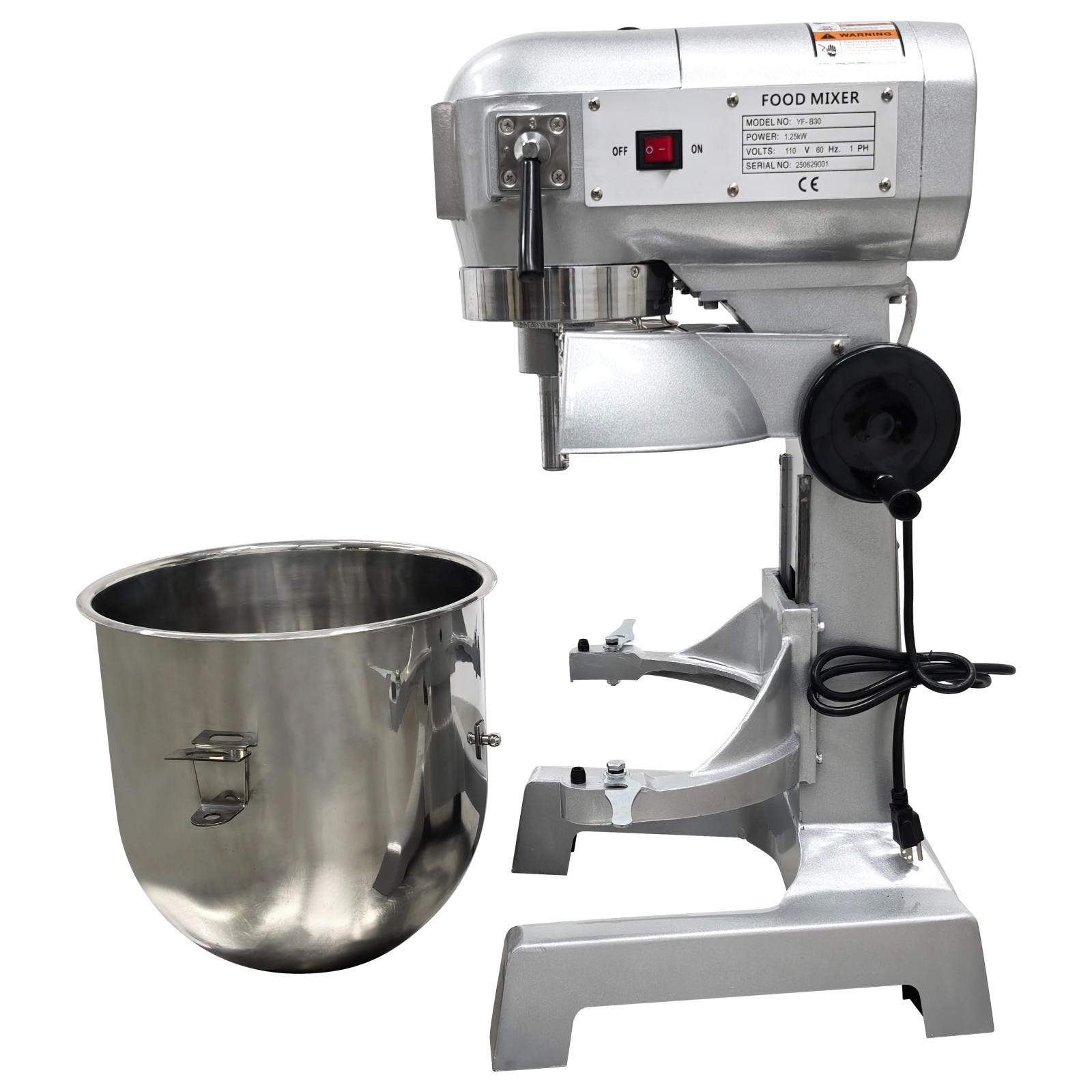 30L Electric Dough Mixer w/3 Speeds Adjustable 110V Dough Kneading Machine