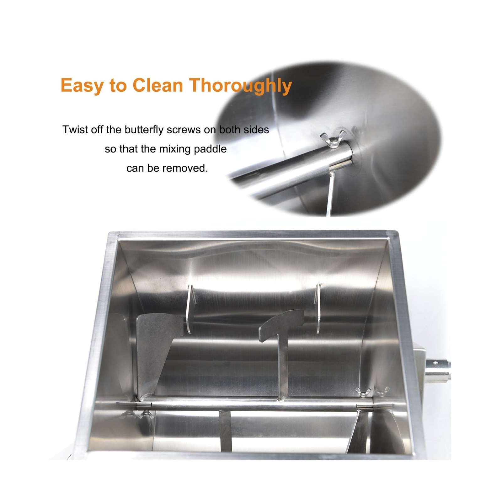 Hakka 15lb/7.5L Manual Meat Mixer, Stainless Steel 10L Fixed Tank No Gear Box…