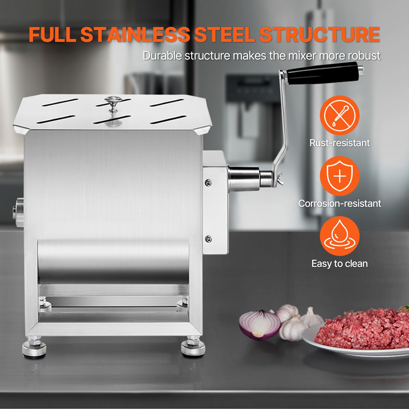 Uimoso Manual Meat Mixer 10L Fixed Tank Mixing Max 15LB for Meat Sausage Mixer