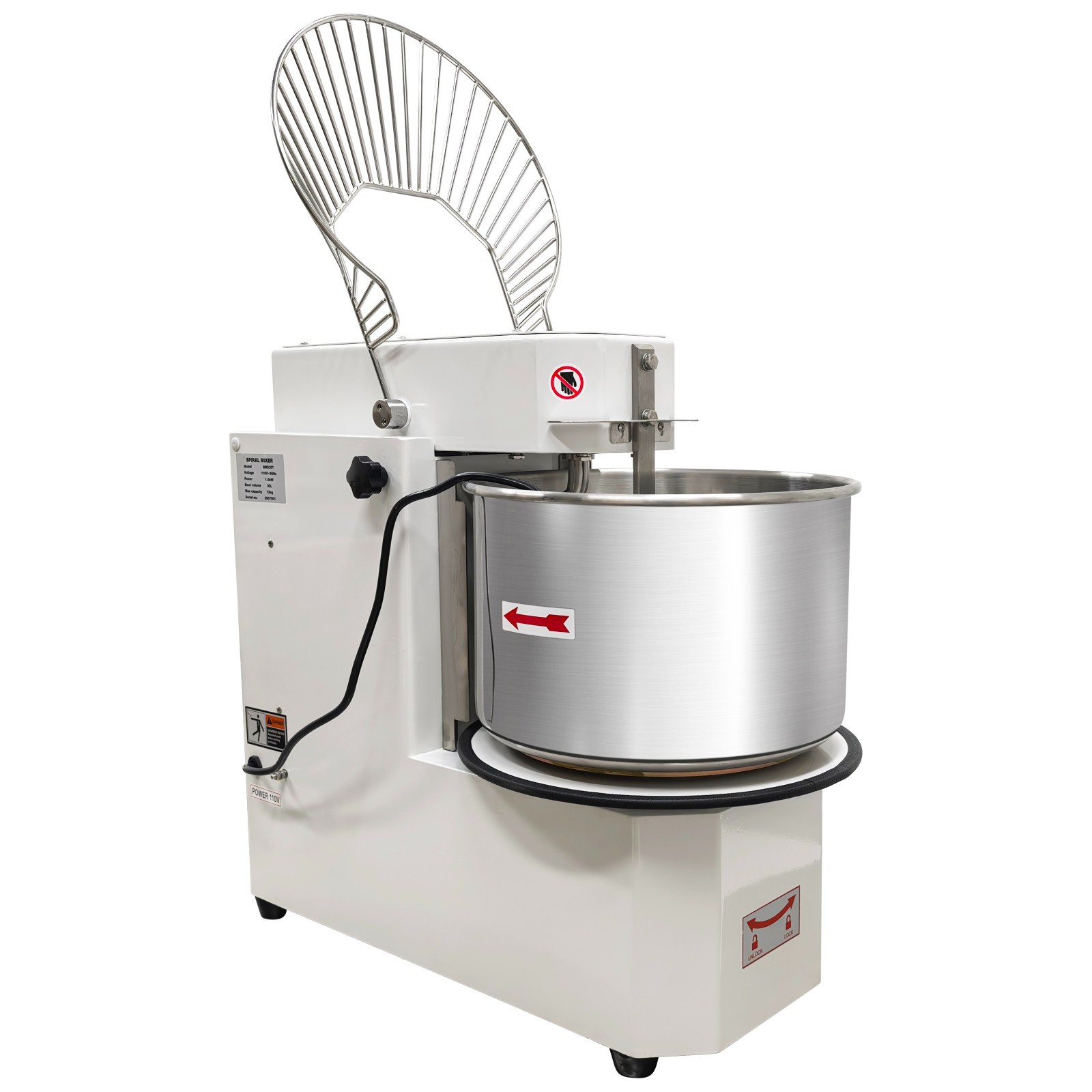 110V 20L Commercial Dough Mixer Spiral Stand Mixer, Dual Speed & Dual Action