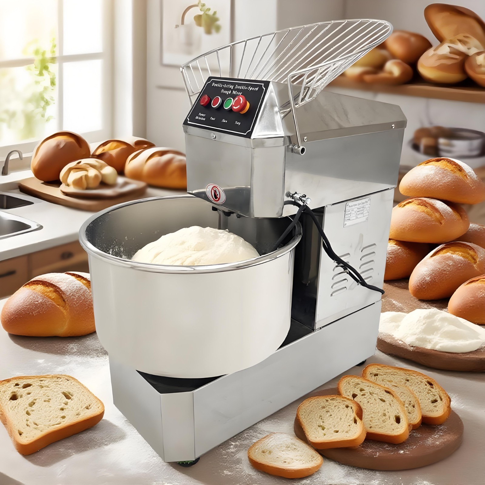 40qt Commercial Dough Mixer Double Action 2-speed Dough Kneading Machine