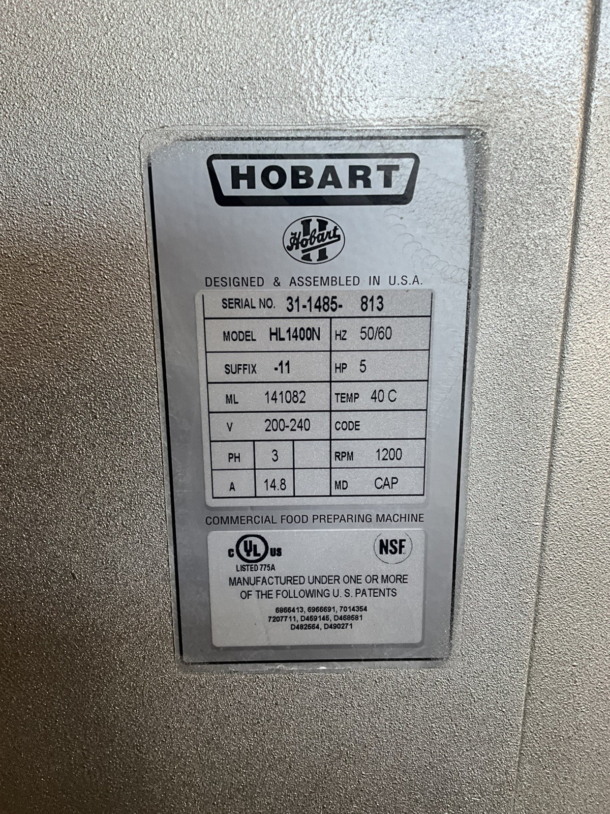 Hobart Legacy 140qt Dough mixer HL1400N Pizza Bakery Donut Pastry bowl guard AAA