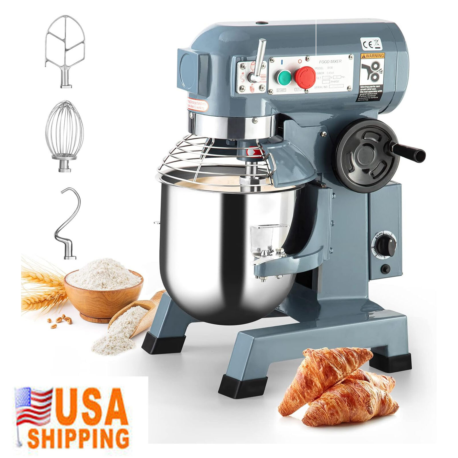 600W 110V Commercial Food Mixer 15Qt 3 Speed Stand Mixer for Commercial Kitchen