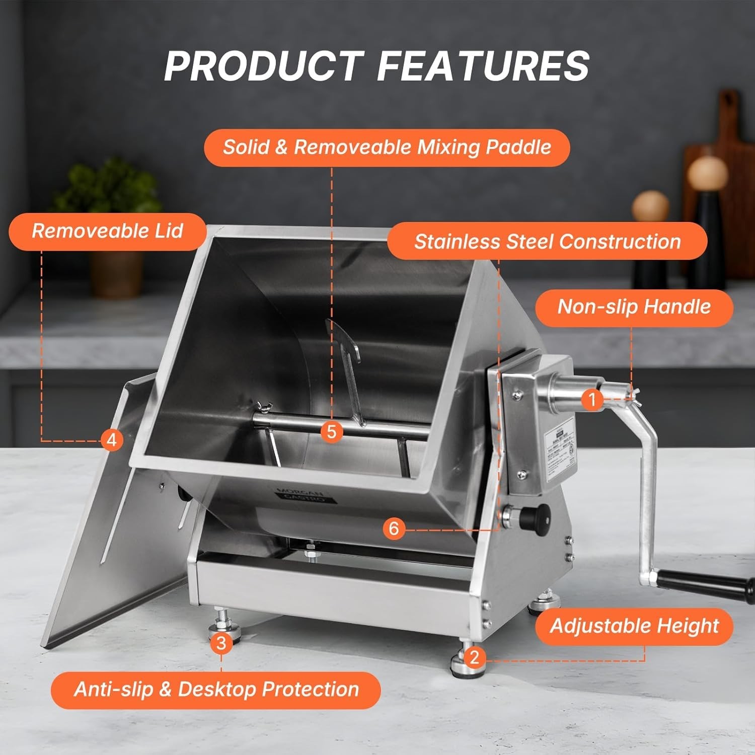 Hakka Tilt Tank Manual Meat Mixer Stainless Steel Commercial Kitchen Meat Hopper
