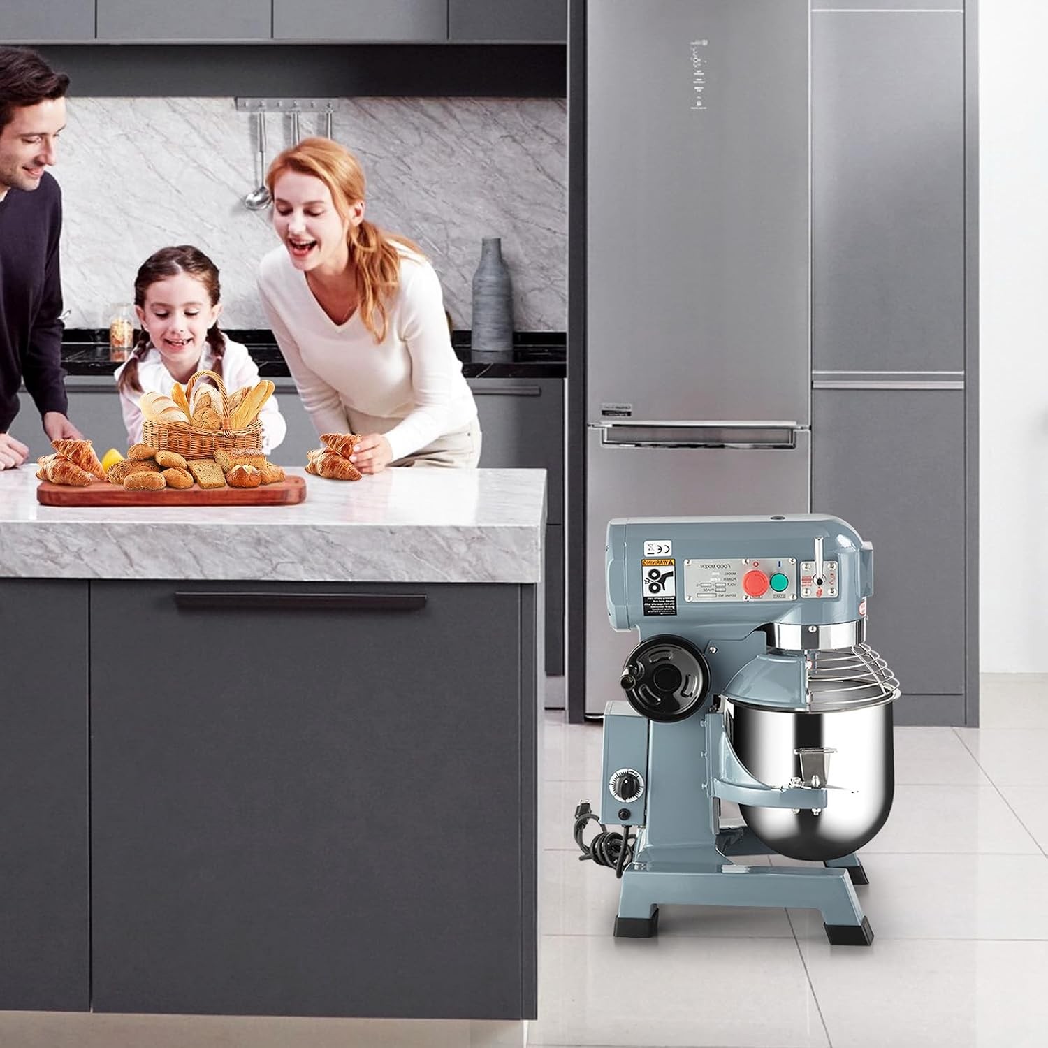 15QT Commercial Food Mixer,450W 3Speeds Adjustable Heavy Duty Electric FoodMixer