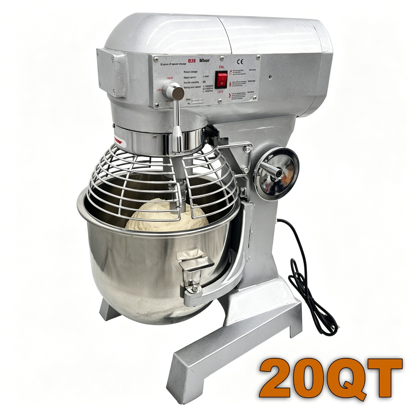 20qt Commercial Dough Mixer 110V 3-Speed Spiral Hook/ Beater Kneading Machine