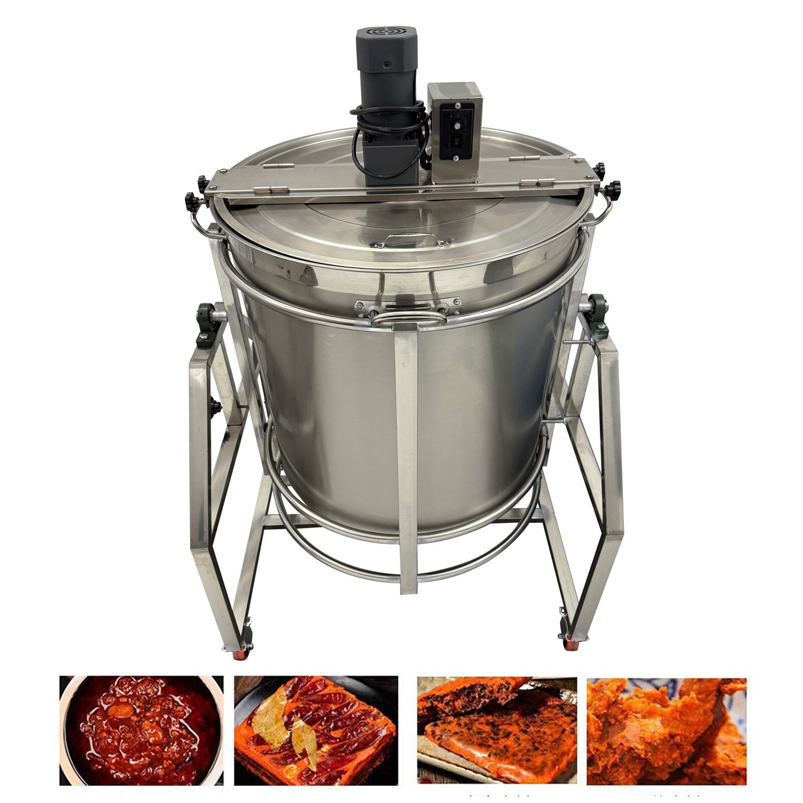 63.4Gal Electric LPG Heating Stirrer Pot Commercial Food Mixer Stainless Steel