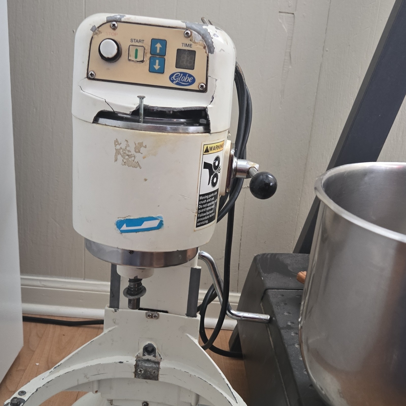Globe Commercial Floor Model Mixer with Bowl and Attachments
