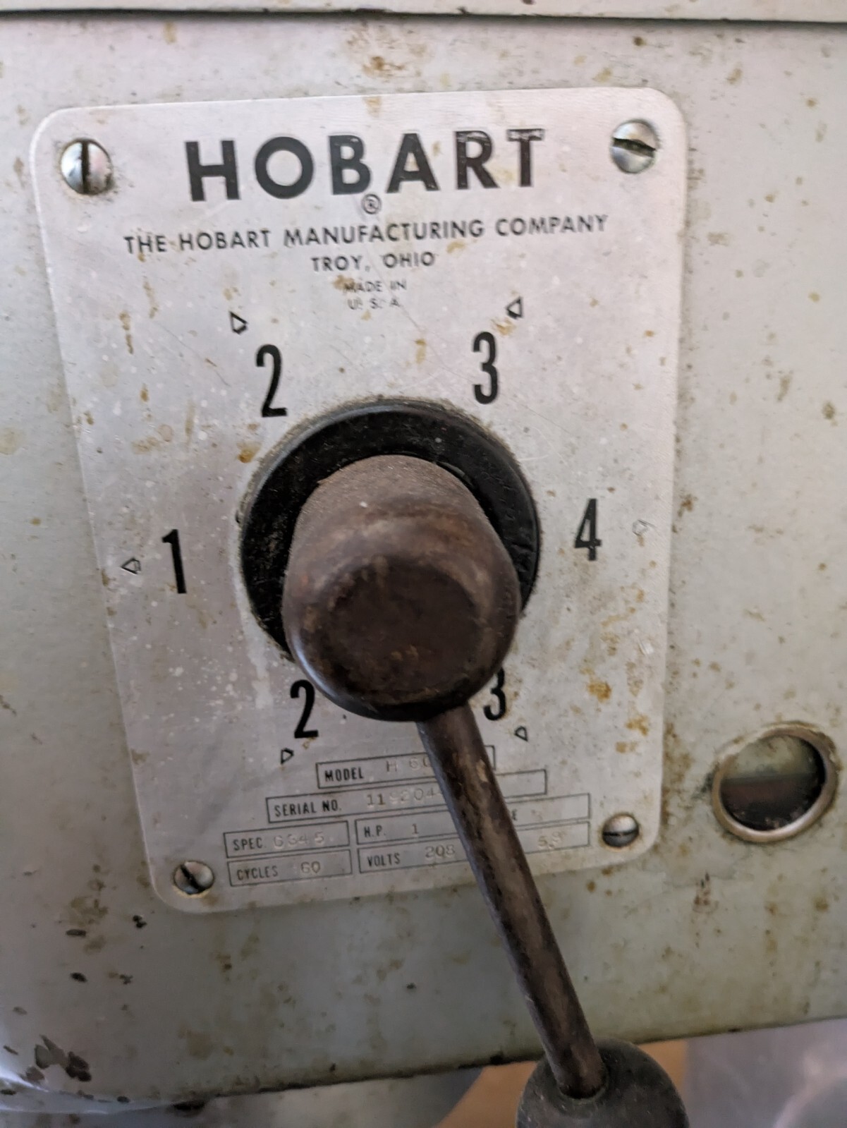 Hobart H600 Spec 6345 60Qt 4 Speed 1 HP Ph 208V H600 USED
