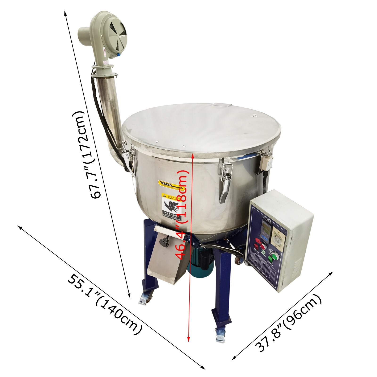 220V 4kw 220LB Industrial Blender Mixer with 5.2kw Drying Machine 0-212℉