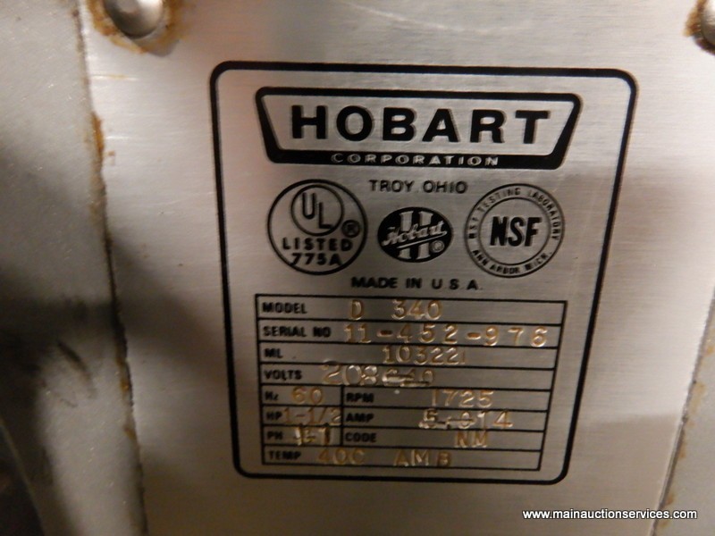 HOBART D340 40 QT DOUGH MIXER WITH BOWL GUARD & 1 HOOK