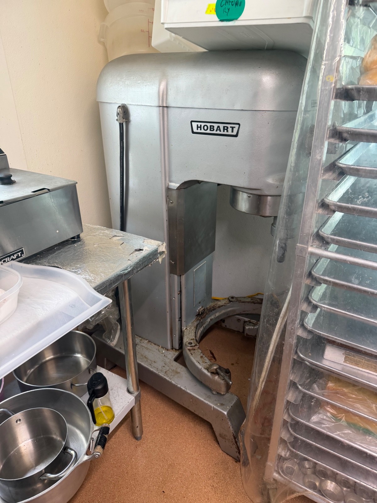 Hobart H600 60-Quart Commercial Floor Mixer w/ Bowl Dolly, 2 Bowls
