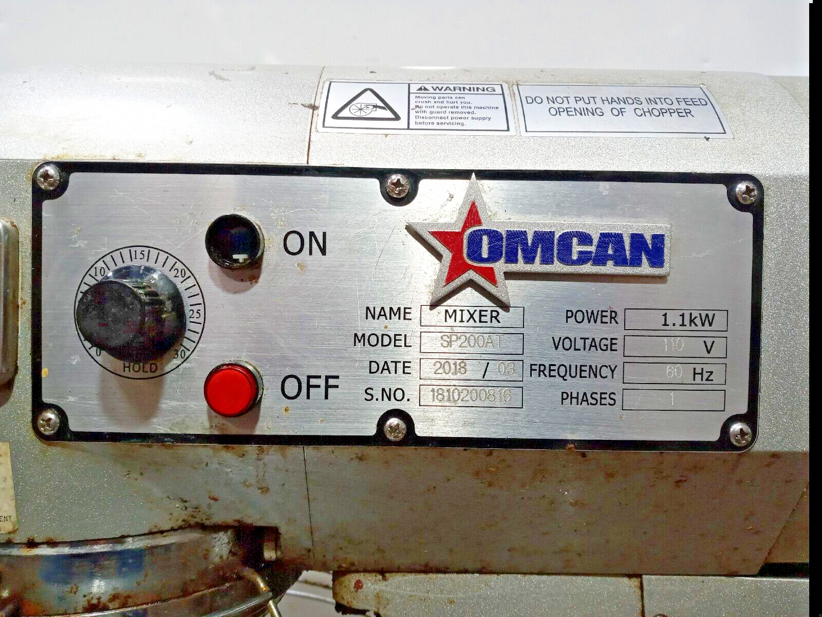 Omcan SP200AT 20 Quart Planetary Baking Dough Commercial Mixer – 3 Speed / part