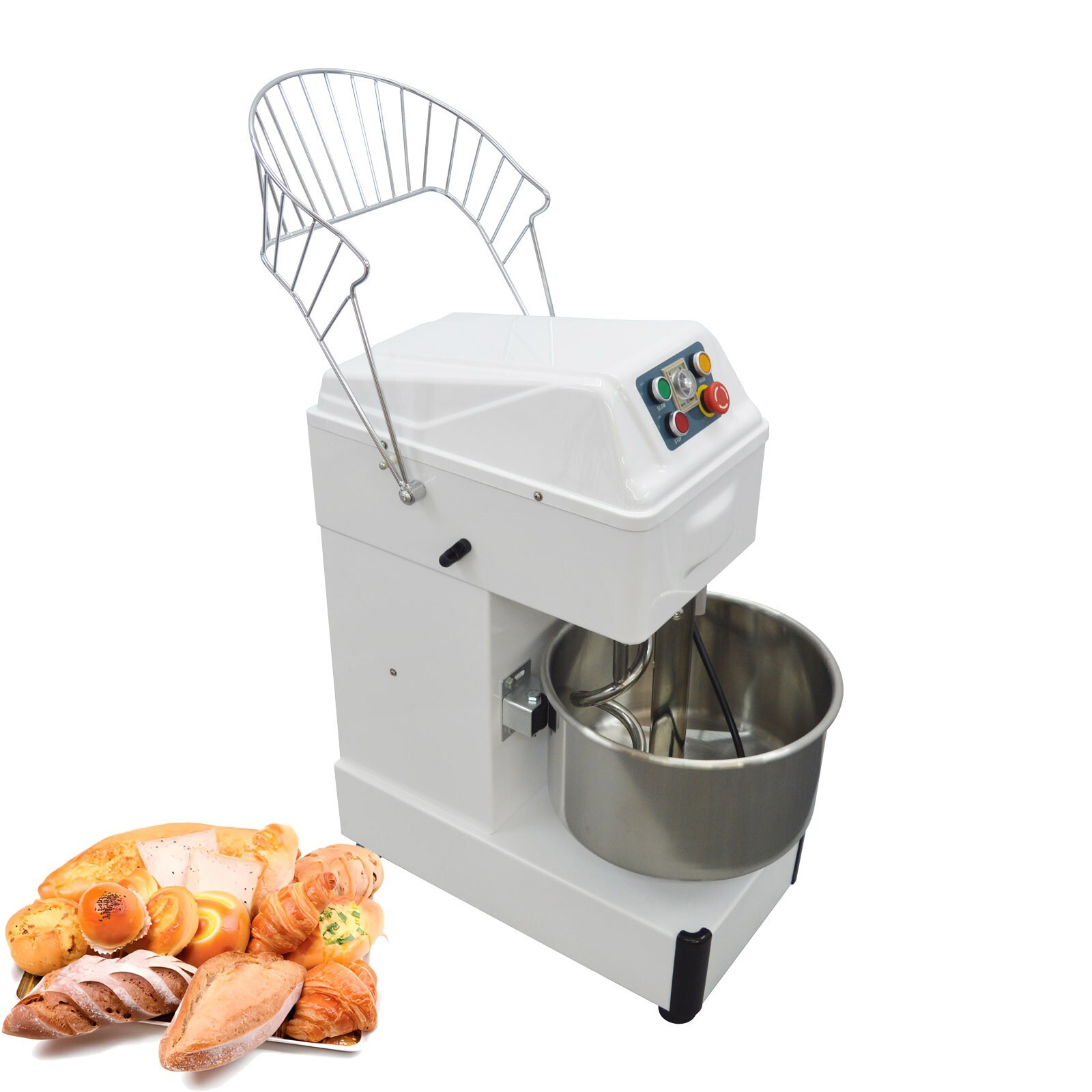 110V 20L 2HP Dough Kneading Machine Food Mixer 150/200RPM Dual Speed Timer