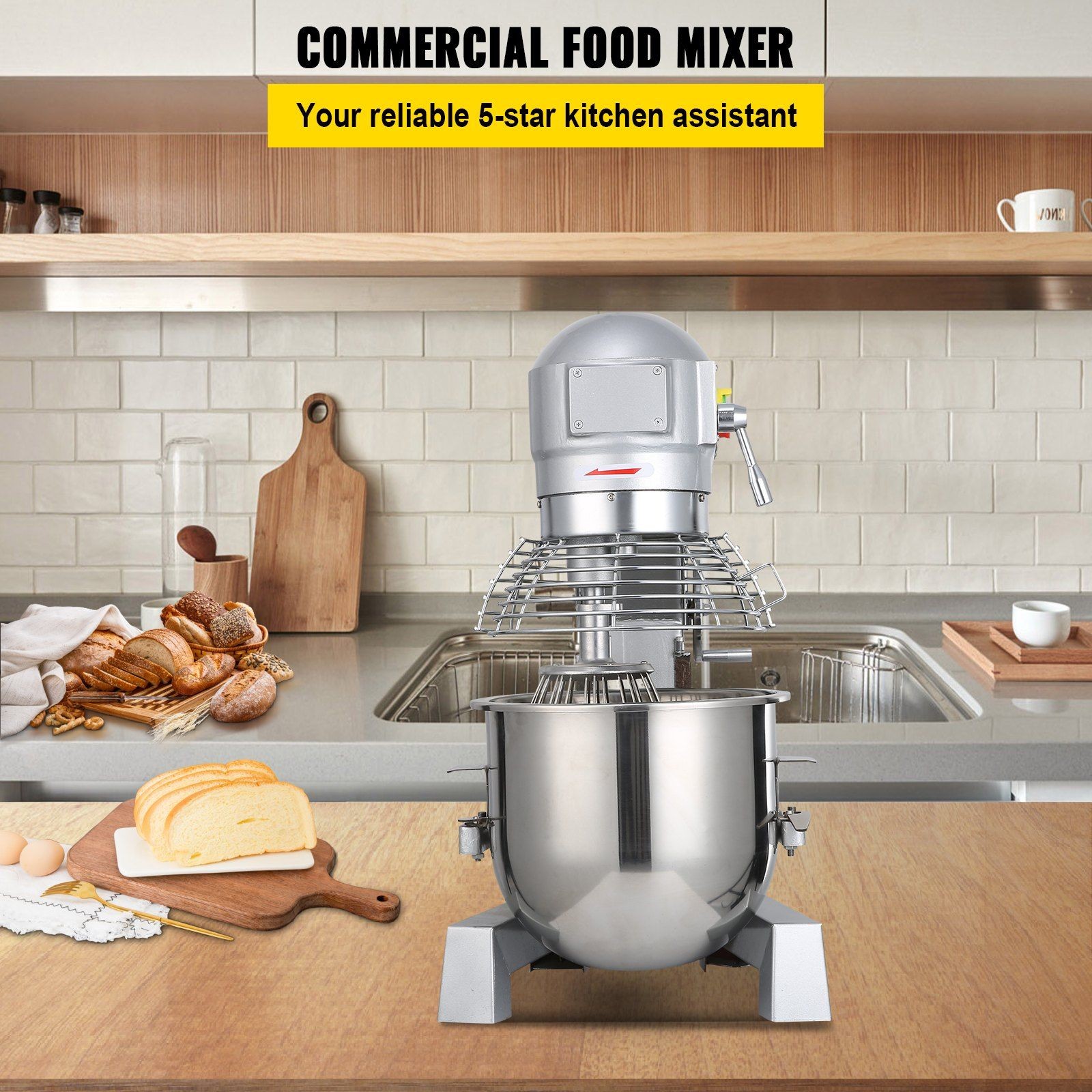 15Qt 600W 3-Speed 110V Multi-Function Food Mixer for Heavy Kitchen Use