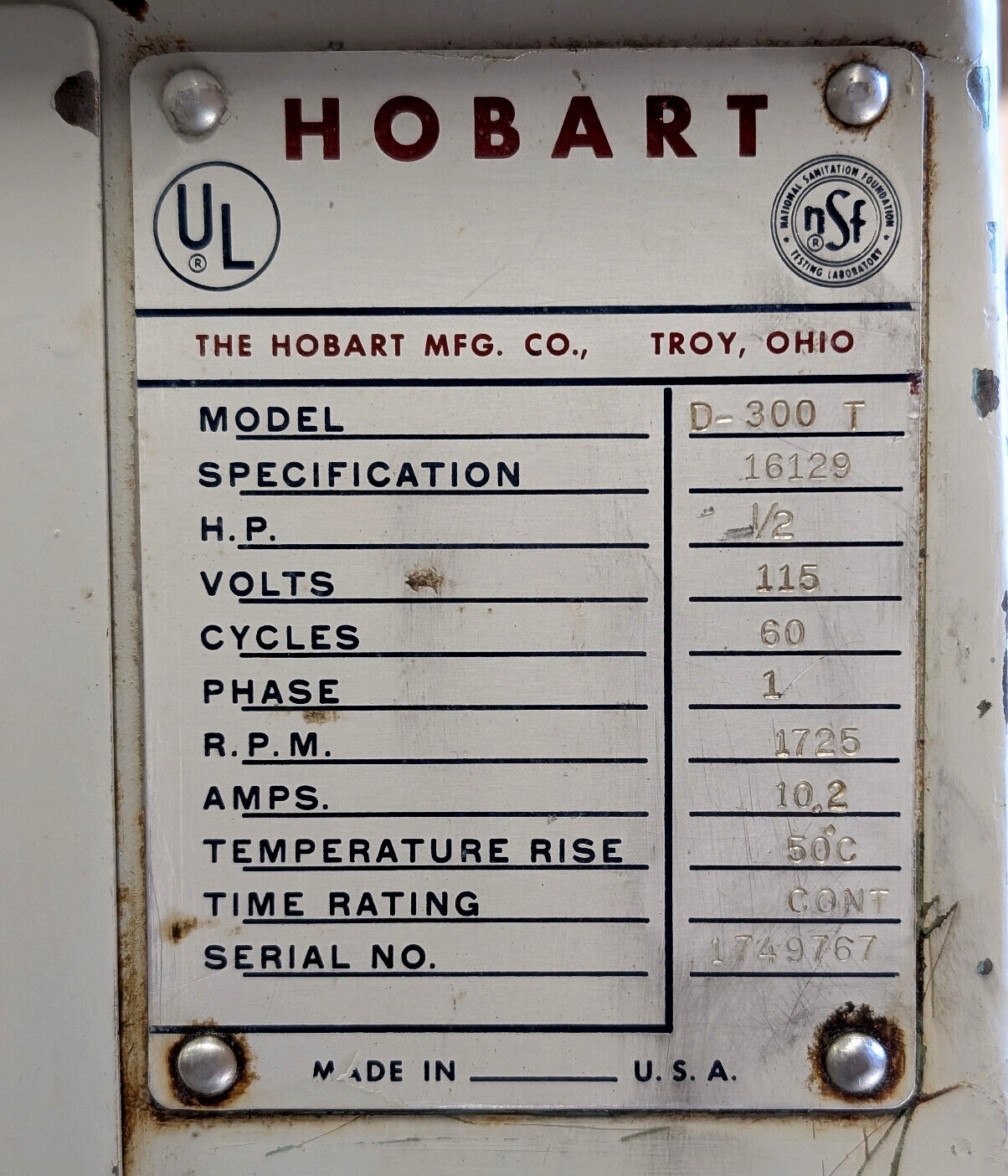 Hobart D-300T Commercial Mixer 30 QT w/ Bowl Whisk Dough Hook Chopping Paddle
