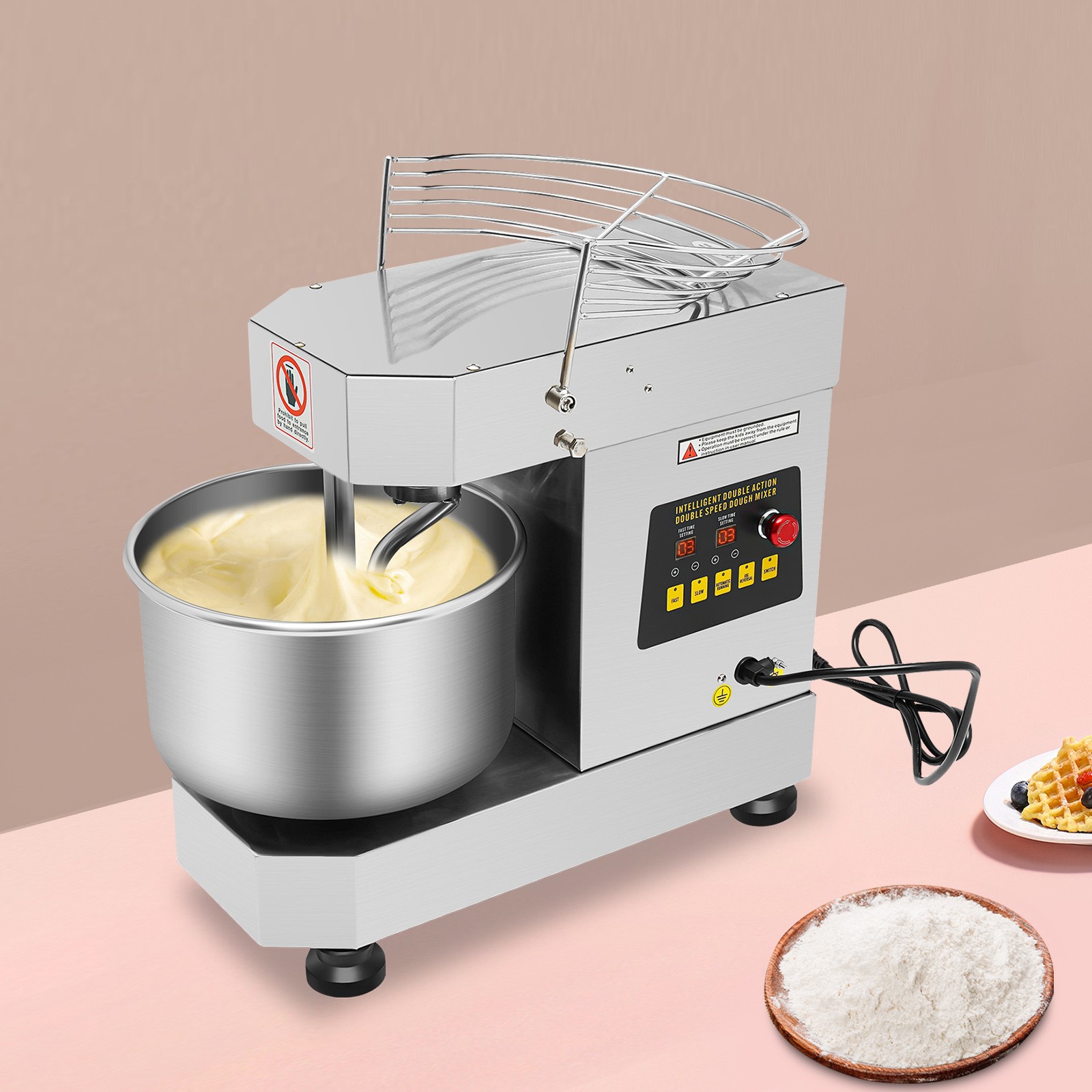 110V 60Hz Dough Kneading Machine 750W Commercial Dough Mixer, Max 360° Mixing