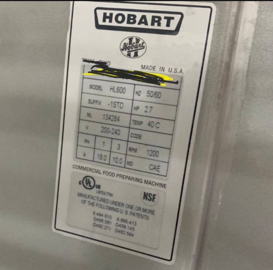 Hobart 60 Qt. Planetary Floor Mixer with Guard & Standard Accessories, 240V/3ph