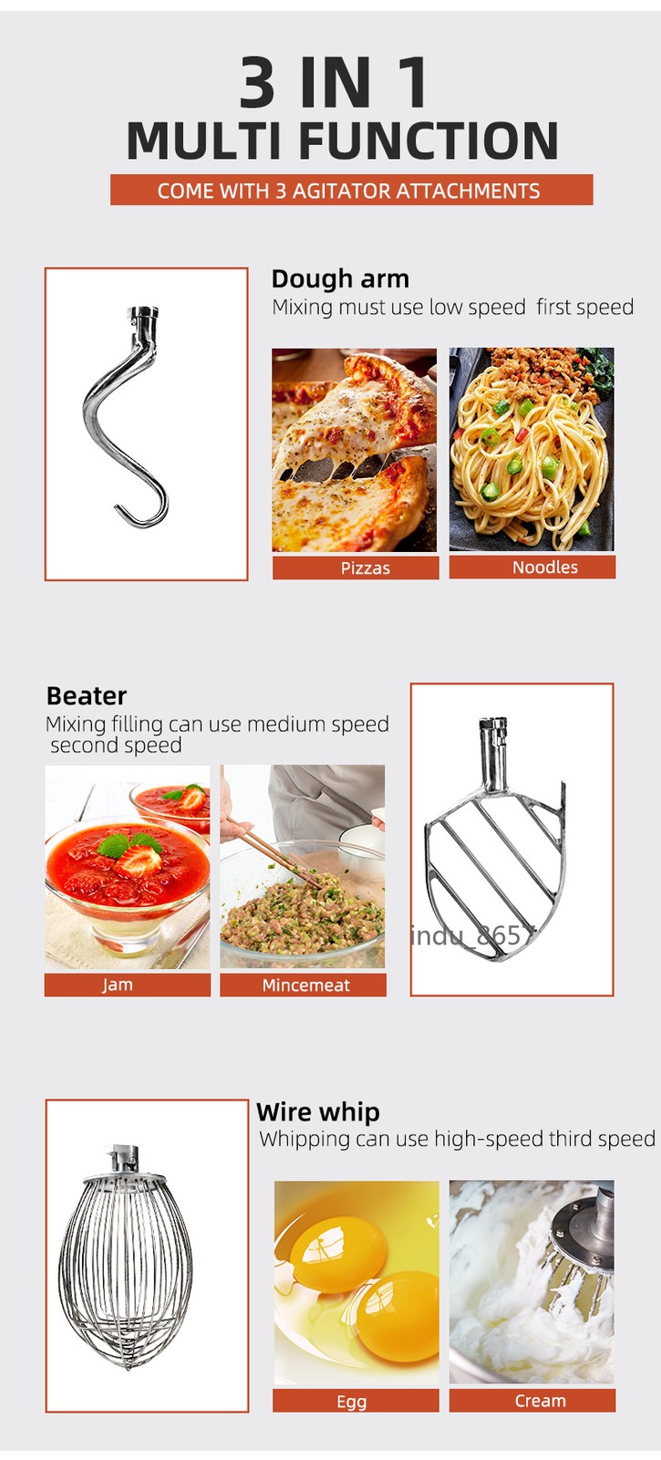 23L Multifunctional Mixer Dough Maker Egg Beater Mixer Machine food Mixer