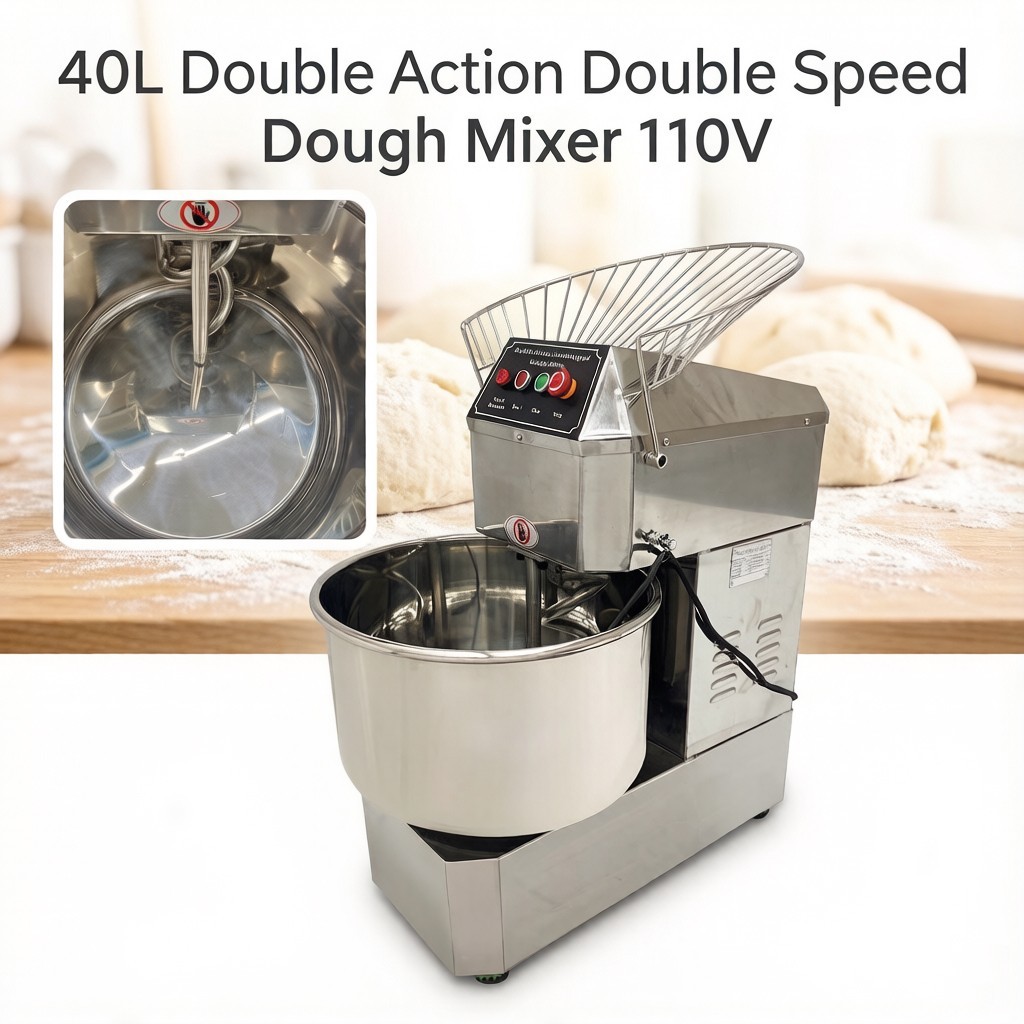 40L Double Action Double Speed Dough Mixer 110V Commercial Flour Spiral Mixer