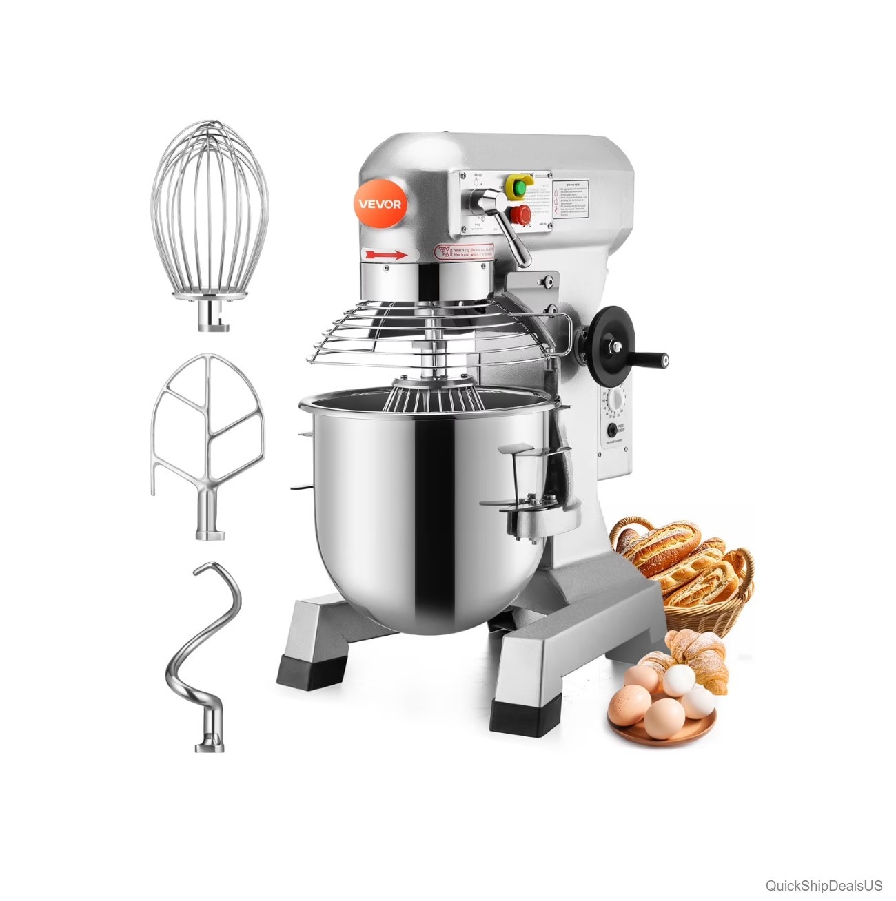 Commercial Food Mixer 30Qt 1100W Electric Stand Mixer 3 Speeds Stainless Steel