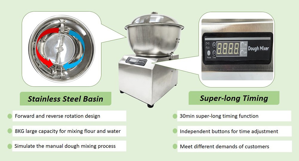 17.6 lb Stainless Steel Bowl Lift Dough Mixer for Dough, Butter, Meat & Salads