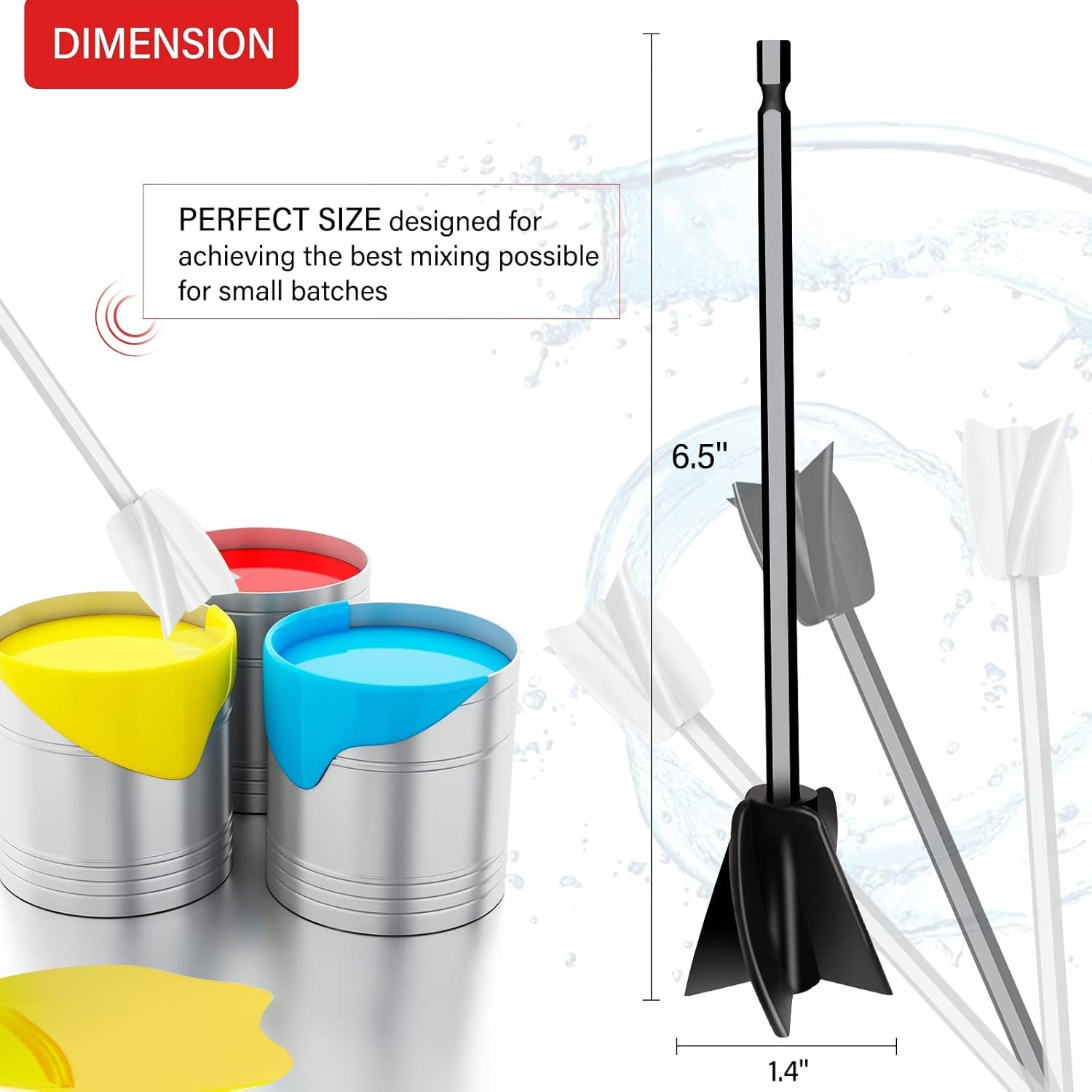 4 Pcs Resin Mixer Paddles for Drill, 4 pcs-Mixer Paddles, Black, White