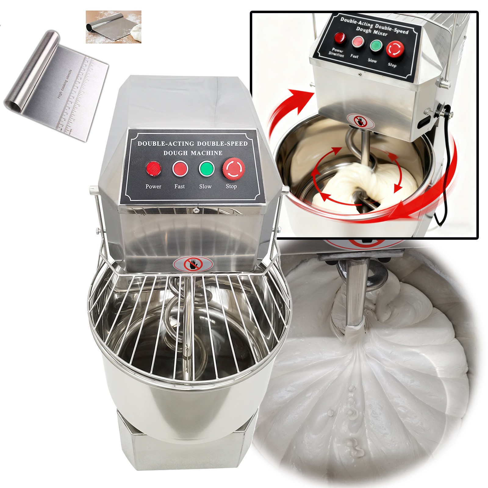 27*14*35in 30L Full Stainless Steel Double Action Double Speed Dough Mixer 110V