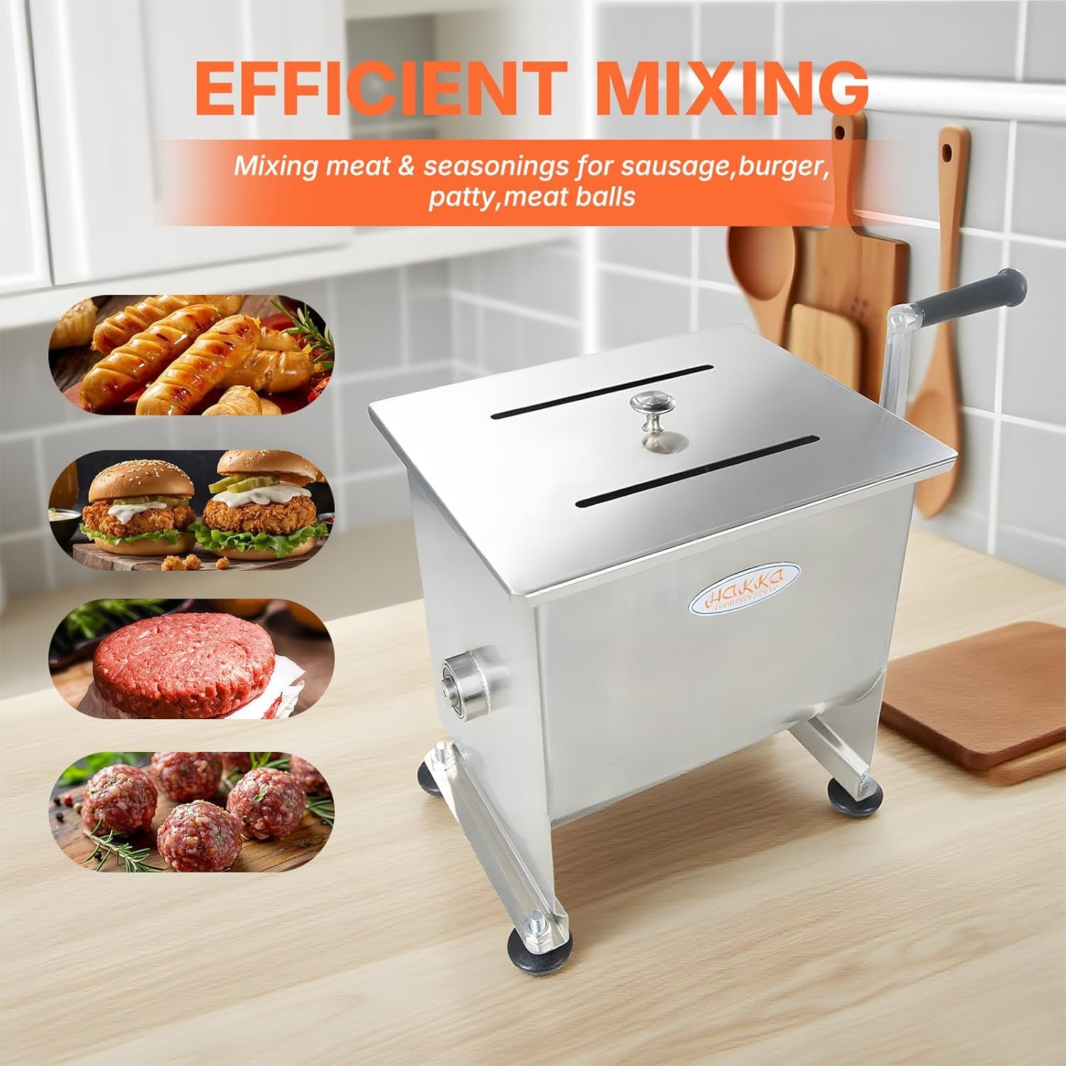 15lb/7.5L Manual Meat Mixer, Stainless Steel 10L Fixed Tank No Gear BoxMeatMixer