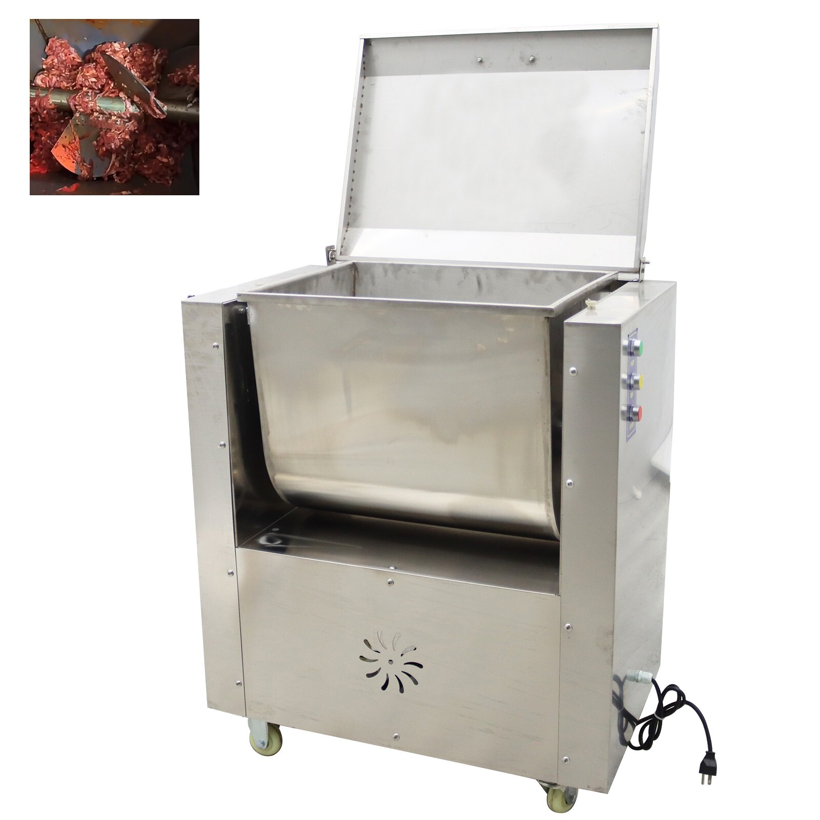 60L Electric Meat Mixer Meat Vegetable Blender Stirrer 110V 1.5KW Tilting Hopper