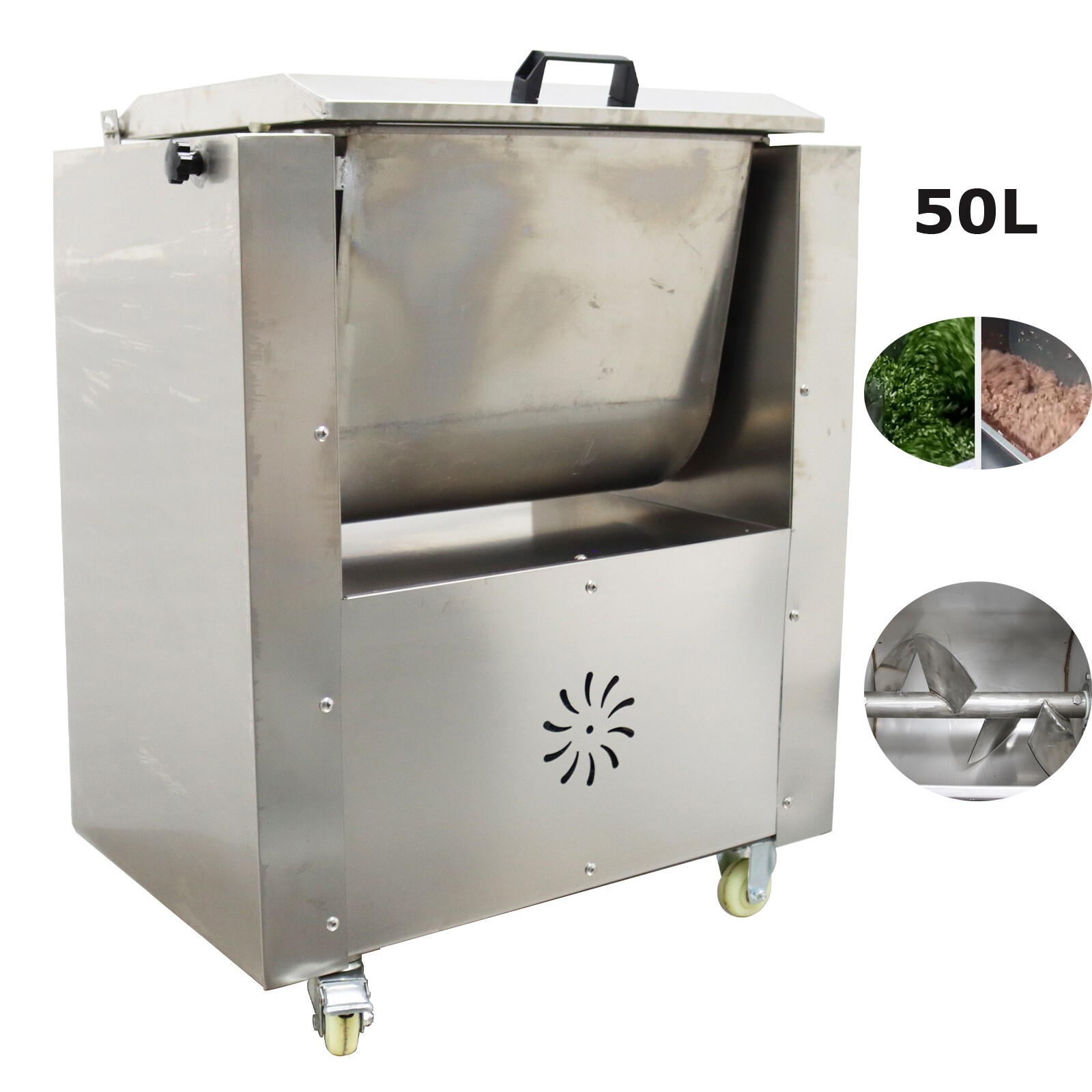 70RPM 50LCapacity Electric Meat Vegetable Mixer BlenderTilt Tank Stainless Steel