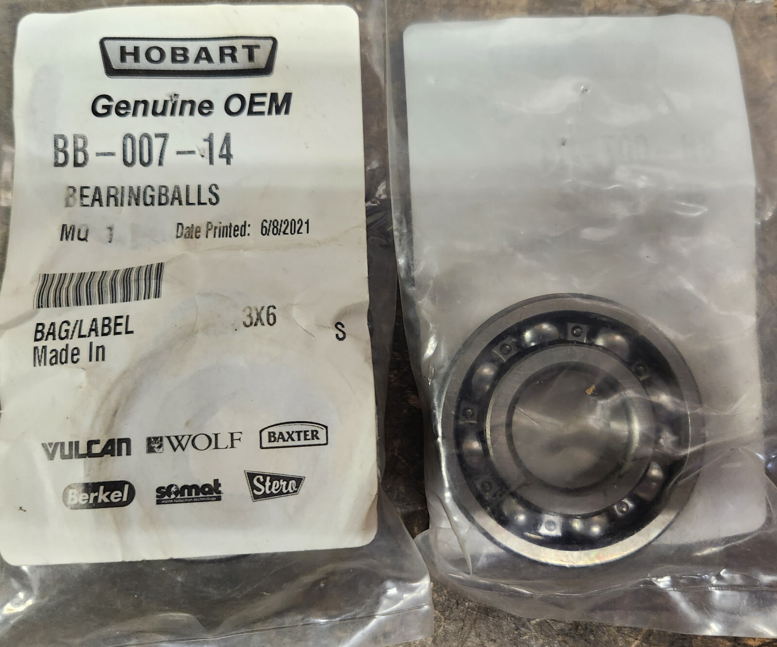 Hobart BALL BEARING BB-007-14 bottom P660 worm gear shaft Hl660 HL600 4632 4732
