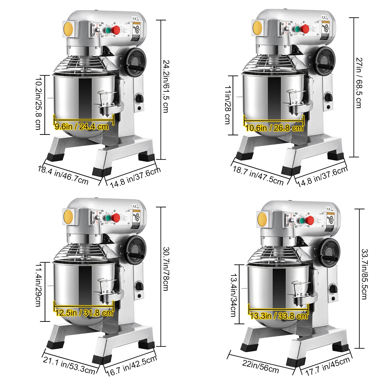 VEVOR Commercial Electric Food Mixer 10/15/20/30Qt Dough Mixer 3 Speeds Pizza