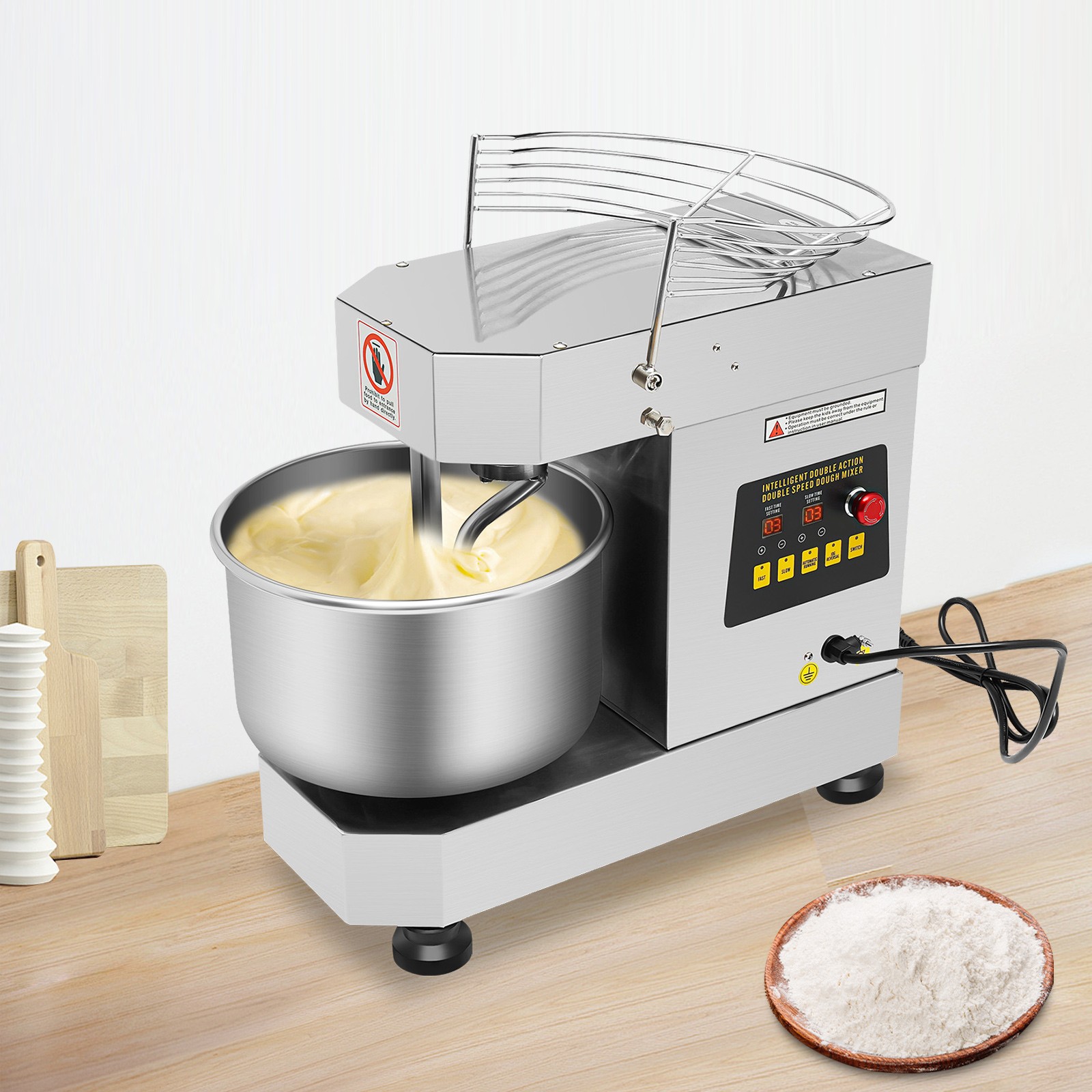 110V 60Hz Dough Kneading Machine 750W Commercial Dough Mixer, Max 360° Mixing