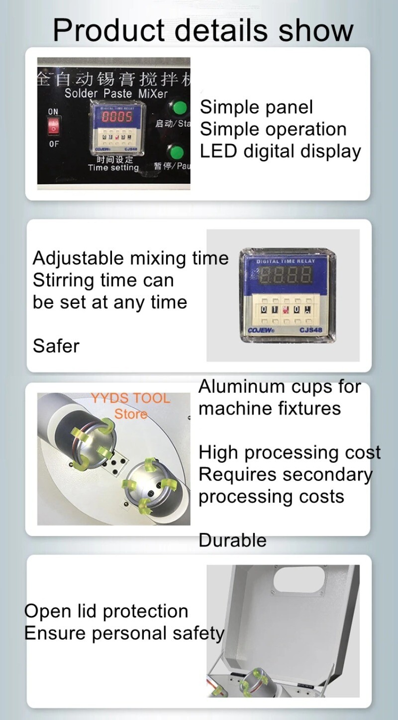 Automatic Solder Paste Mixer Non-Standard Mixer Speed Setting Solder Paste Mixer
