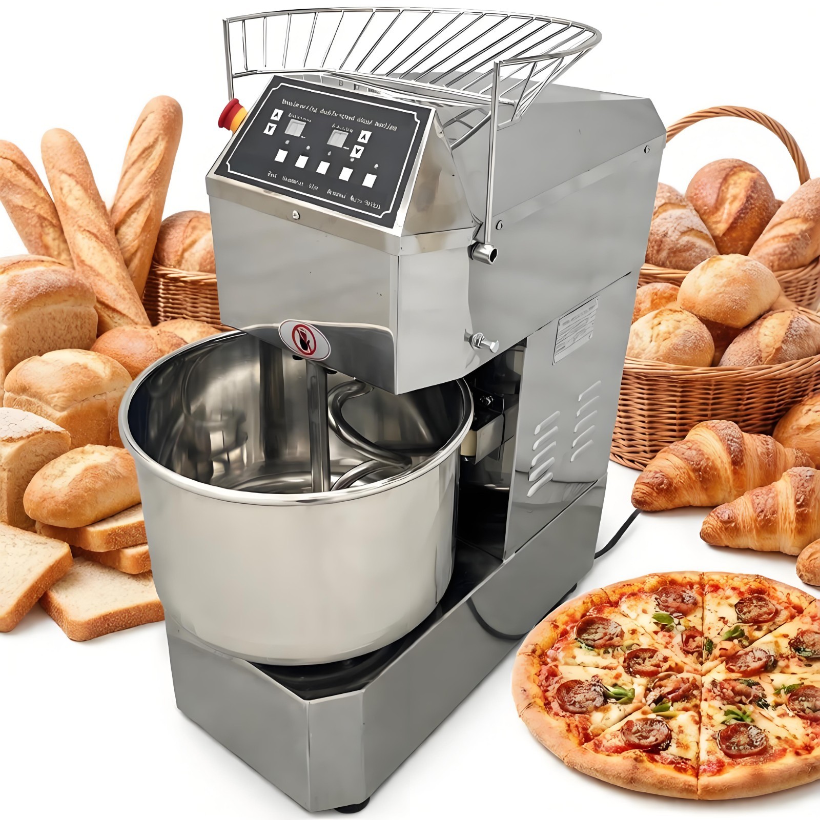 110V Electric 20QT Dough Mixer 1500W Dual Speed Dual Action Spiral Mixer Machine