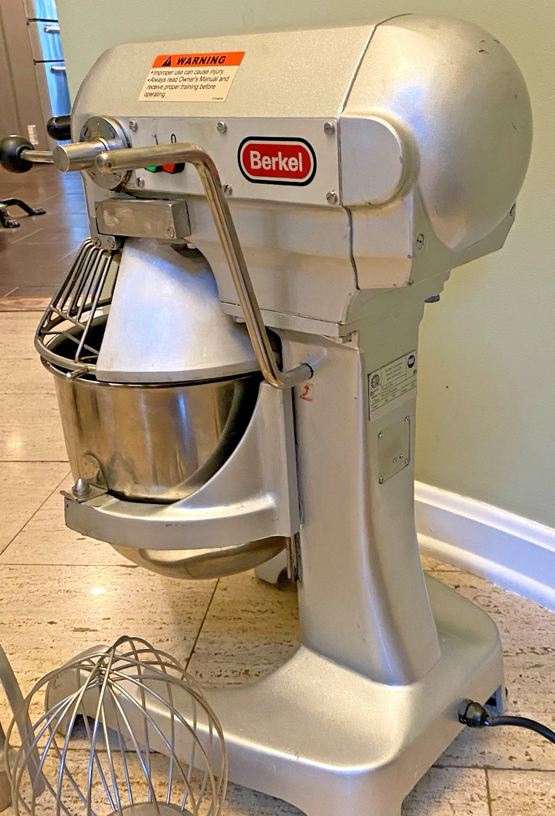BERKEL 10 QUART COMMERCIAL MIXER PM 10 SAFETY GUARD CAGE SS BOWL WHIP & PADDLE
